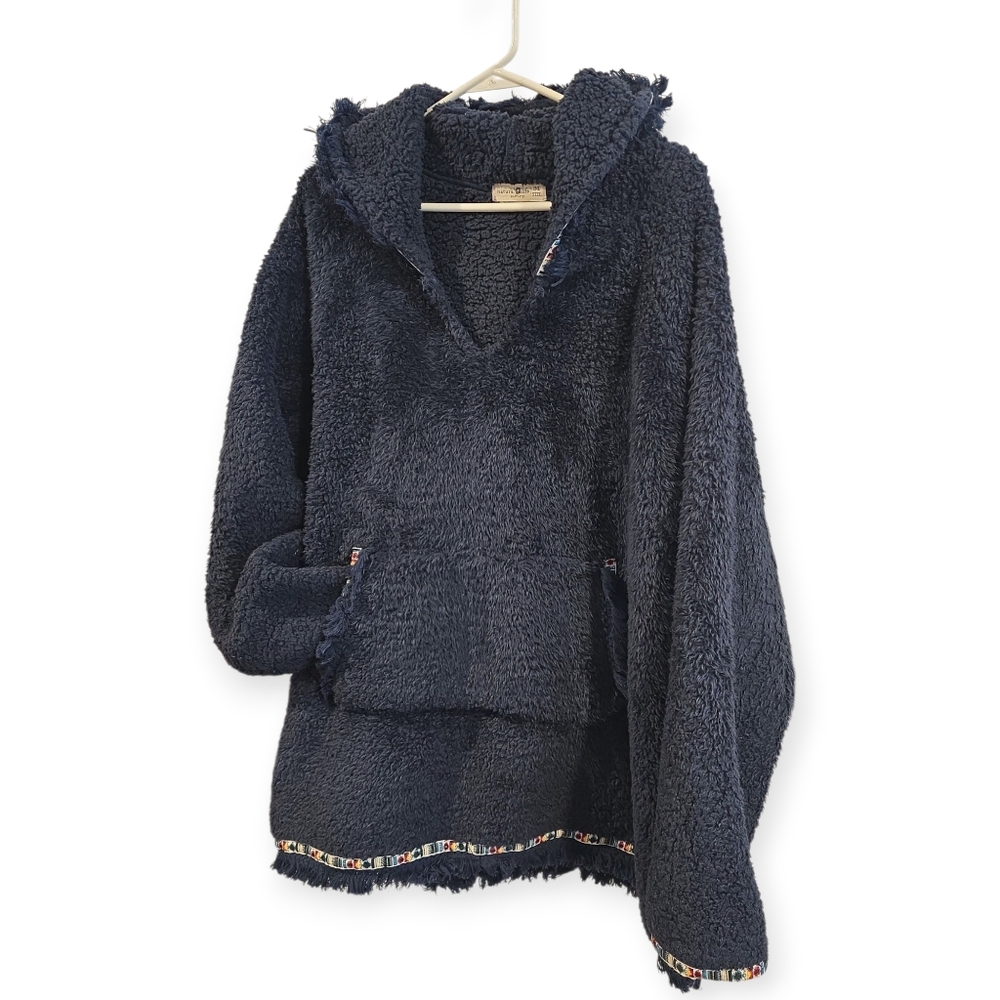 Natural Life Navy Sherpa‎ hoodie One Size and Small Reuseable Bag